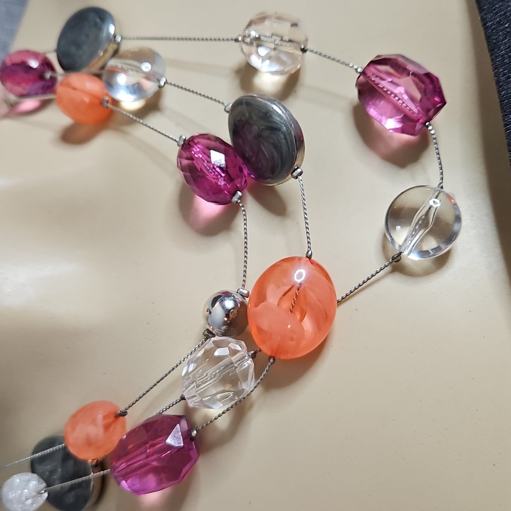 New York & Company Pink, Orange, and Silver Necklace - Picture 6 of 6
